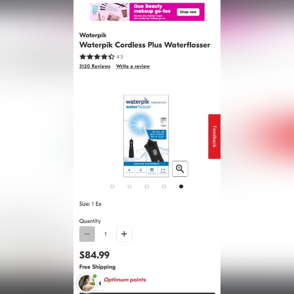 Waterpik waterflosser cordless